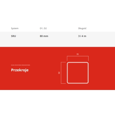 KROP Rura spustowa rynnowa kwadratowa 80x80 mm - 4mb